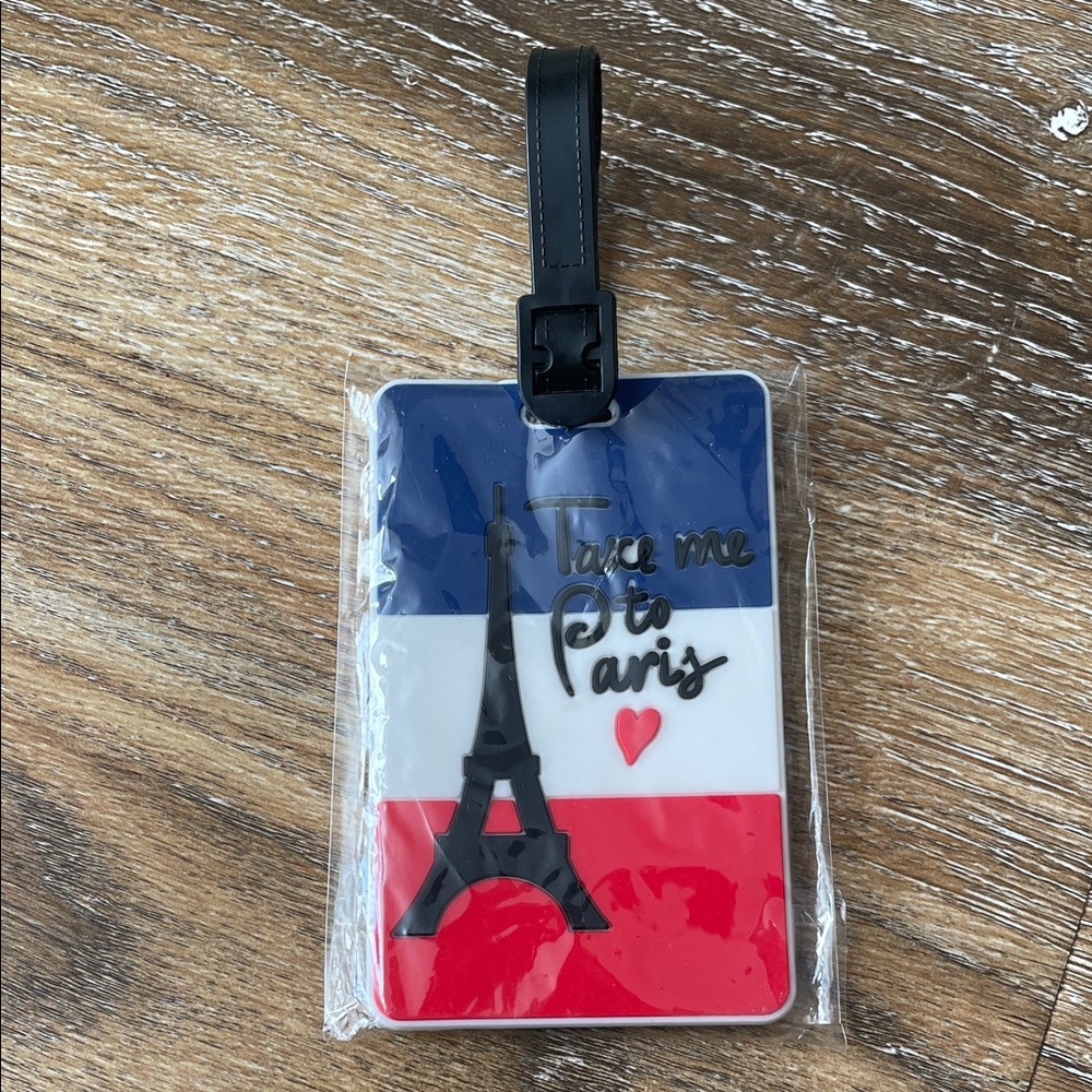 Take Me to Paris Luggage Tag NWT